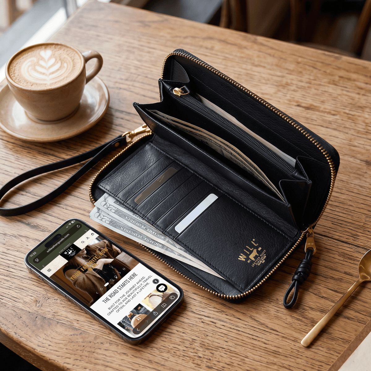 Will Leather Goods Italian Wristlet Phone Wallet