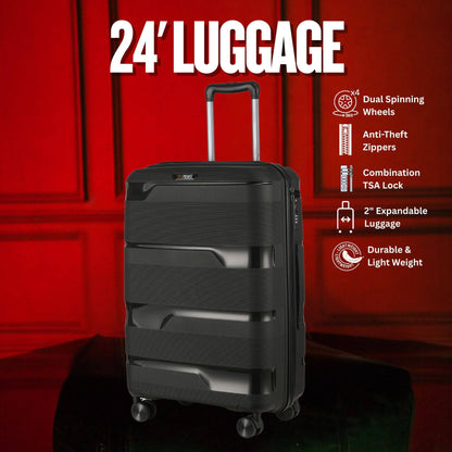 Sole Premise 24-inch Black Hardcase Checked Luggage