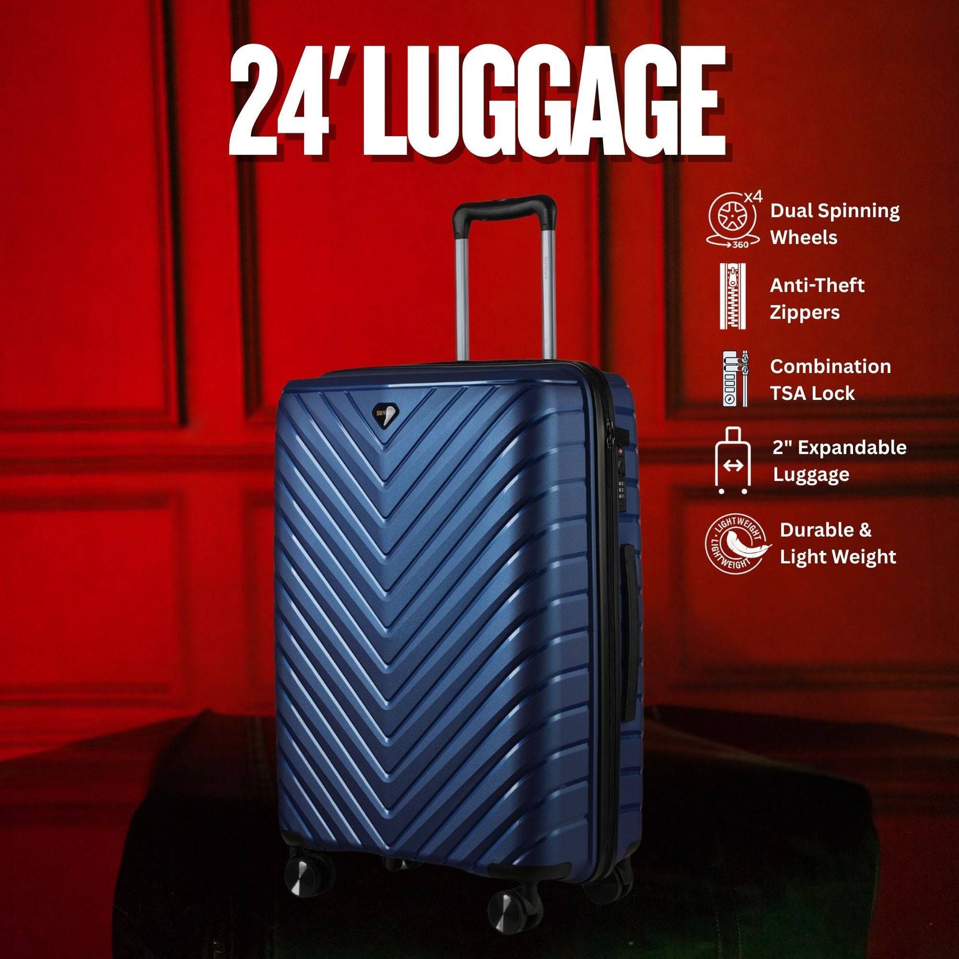 Sole Premise 24-inch Blue Hardcase Checked Luggage