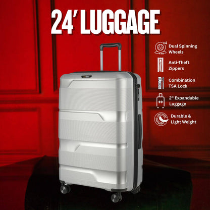 Sole Premise 24-inch Silver Hardcase Checked Luggage