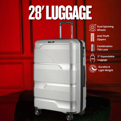 Sole Premise 28-inch Silver Hardcase Checked Luggage
