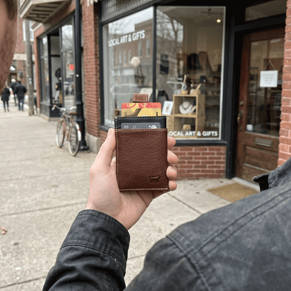 Will Leather Goods Mondrian Color-Block Card Ejector