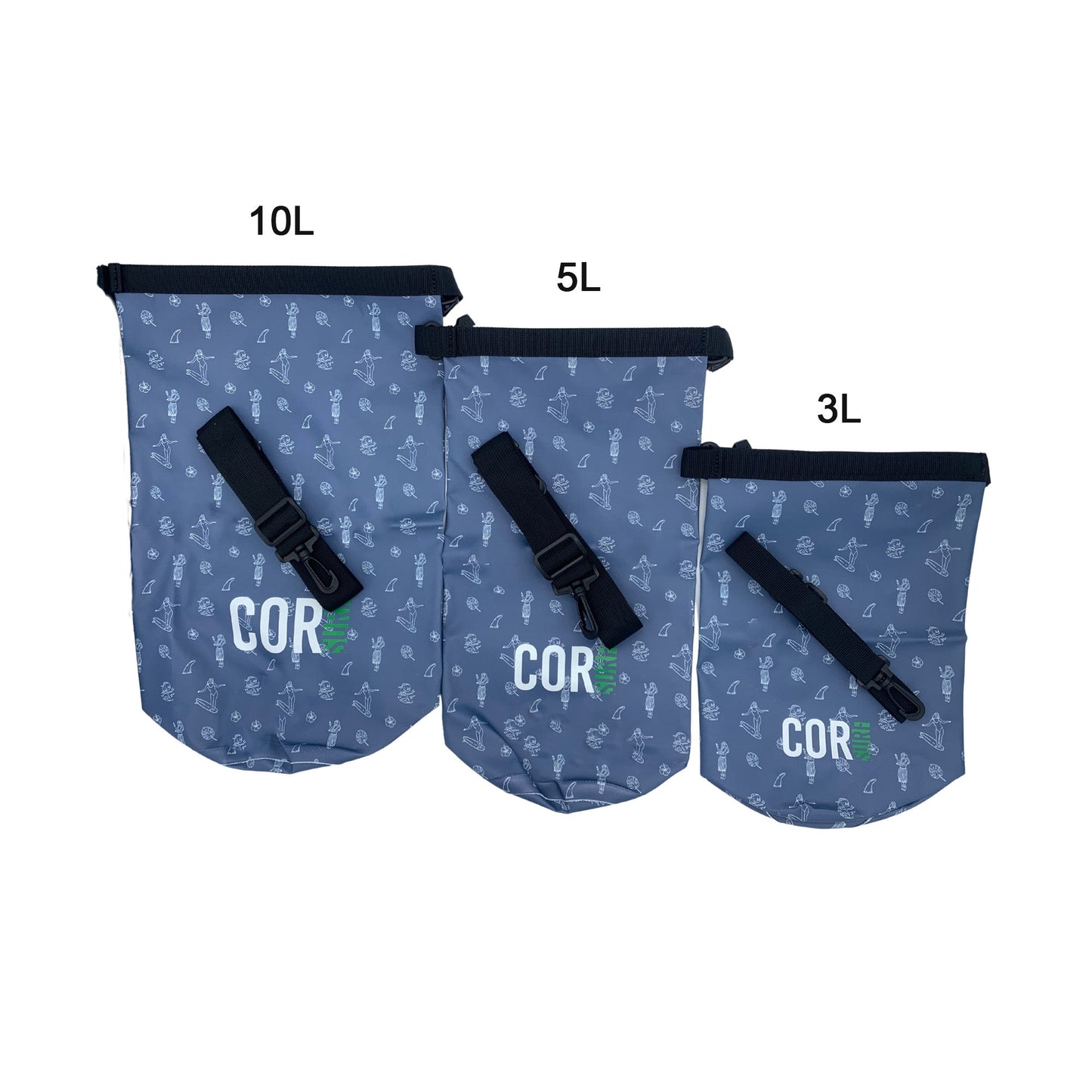 COR Surf Dry Bags (Hawaiian Print): 3L, 5L, 10L, 15, and 3-Packs