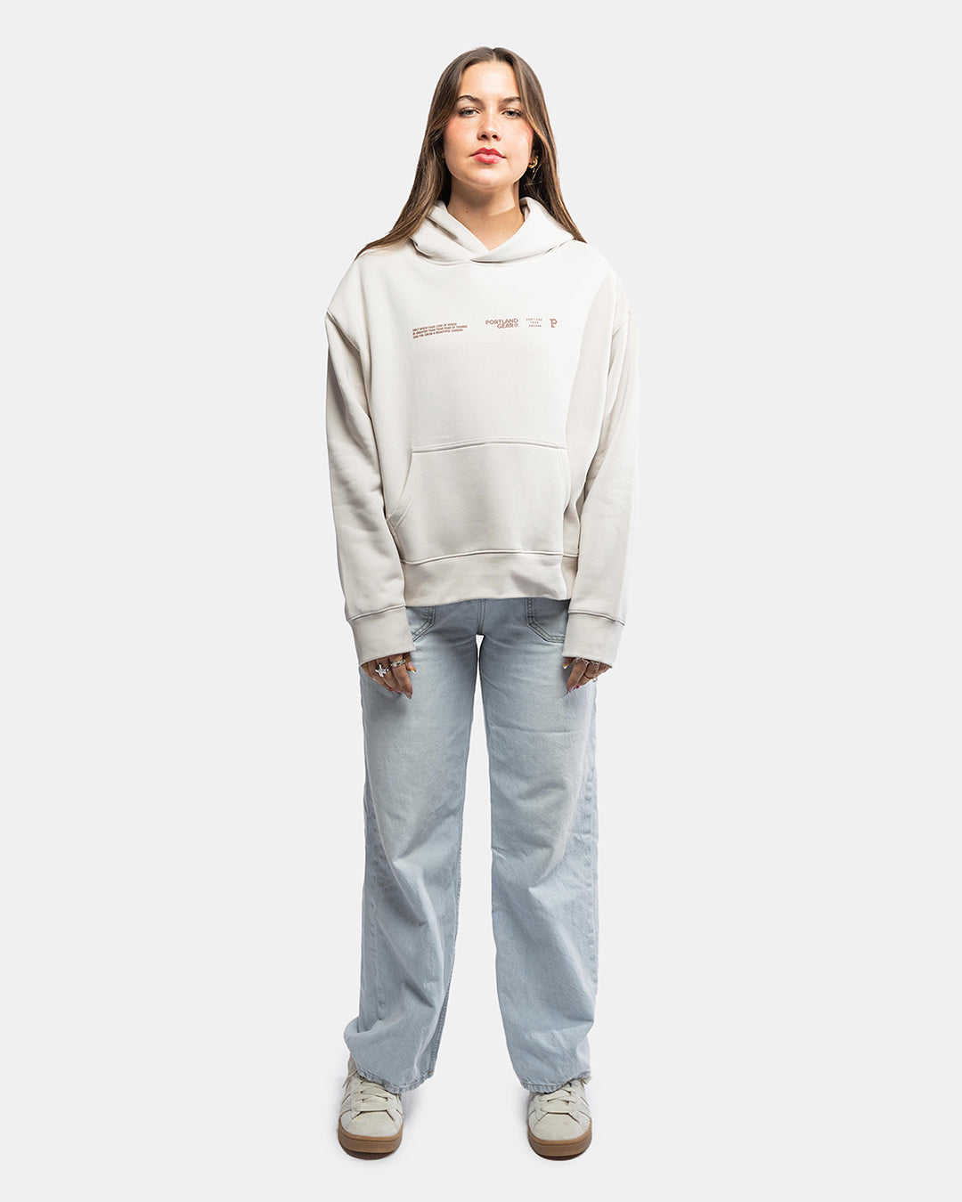 Women's Sueded Slogan Hoodie - Bone - Stiles Supply Co.