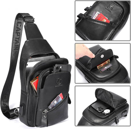 FR Fashion Co. Men's Executive Leather Sling Bag