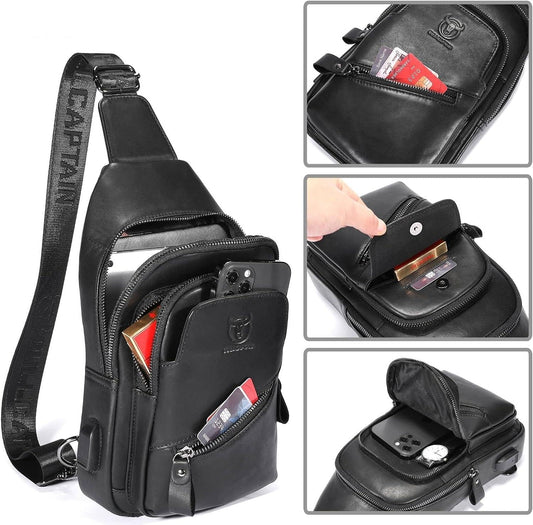 FR Fashion Co. Men's Executive Leather Sling Bag