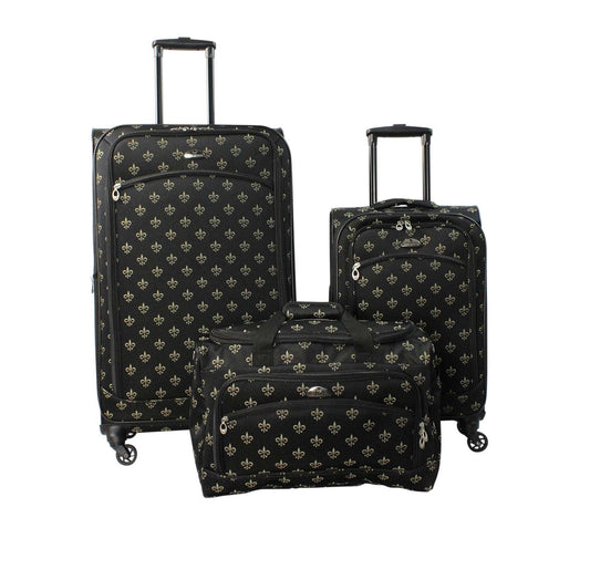 American Flyer Fleur de Lis 3-Piece Spinner Luggage Set