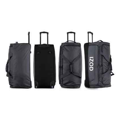 IZOD Katy Lightweight Soft Shell Rolling Duffel Bag with Wheels and Telescopic Handle – Travel-Ready Luggage Duffel