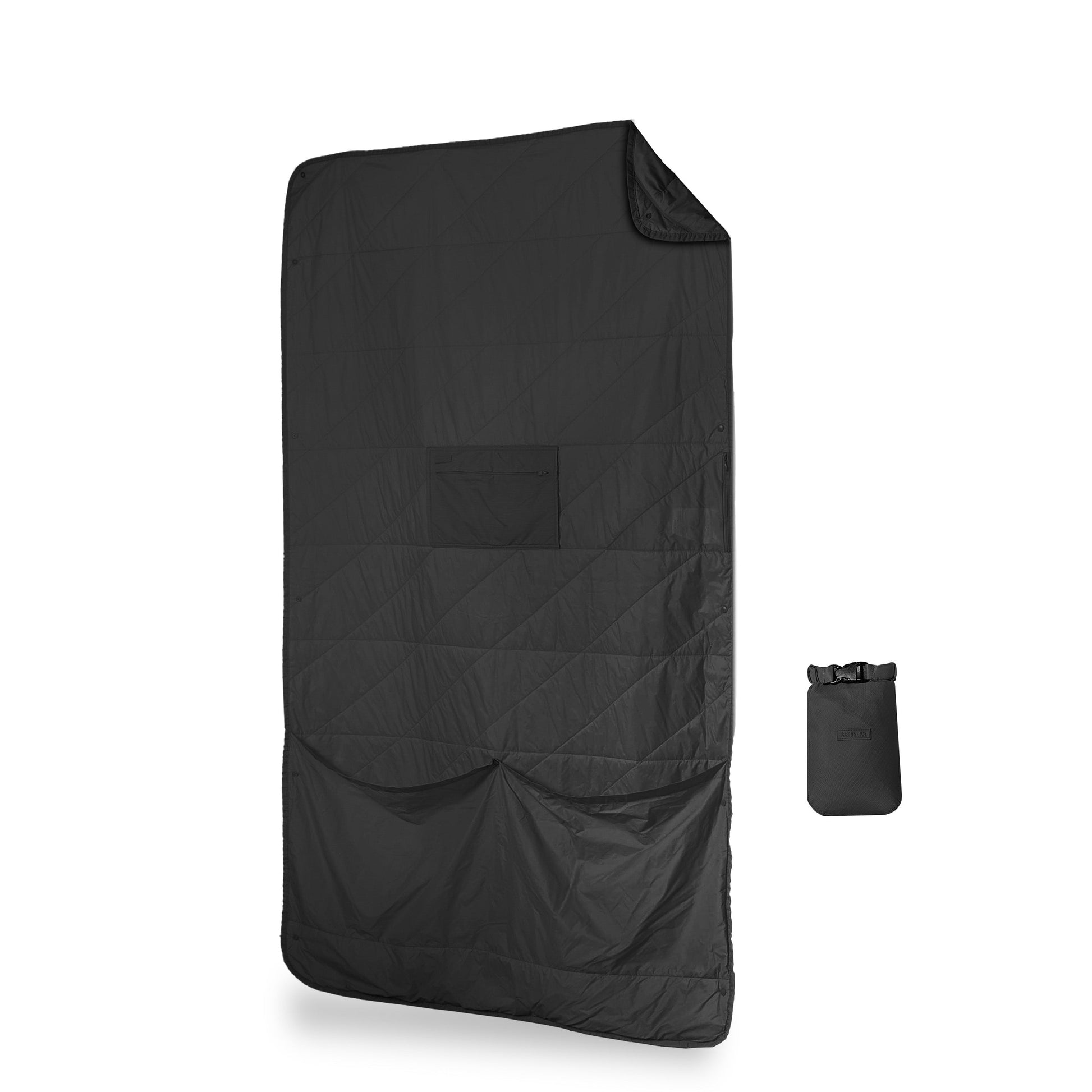 Gravel Layover™ Travel Blanket - Packable & Puffy | Black - Stiles Supply Co.