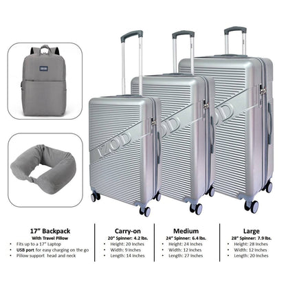 IZOD Harper Expandable ABS Hard shell Luggage 5 Piece Travel Set - Stiles Supply Co.