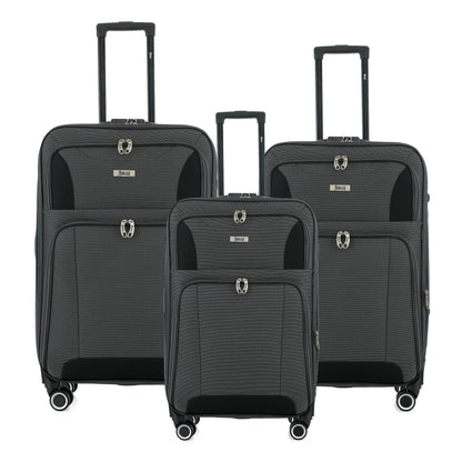 Casey Soft side Lightweight Expandable with 360° Dual Spinning Wheels and Combo Lock – Includes 28", 24", 20" 3-Piece Luggage Set