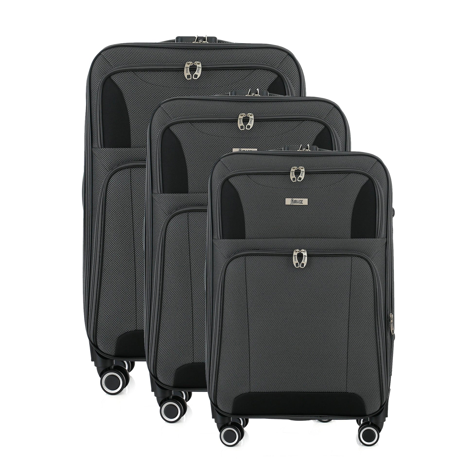 Casey Soft side Lightweight Expandable with 360° Dual Spinning Wheels and Combo Lock – Includes 28", 24", 20" 3-Piece Luggage Set