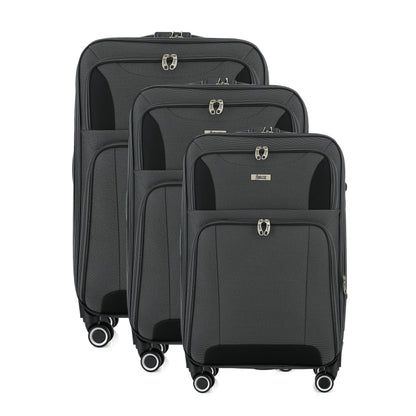 Casey Soft side Lightweight Expandable with 360° Dual Spinning Wheels and Combo Lock – Includes 28", 24", 20" 3-Piece Luggage Set