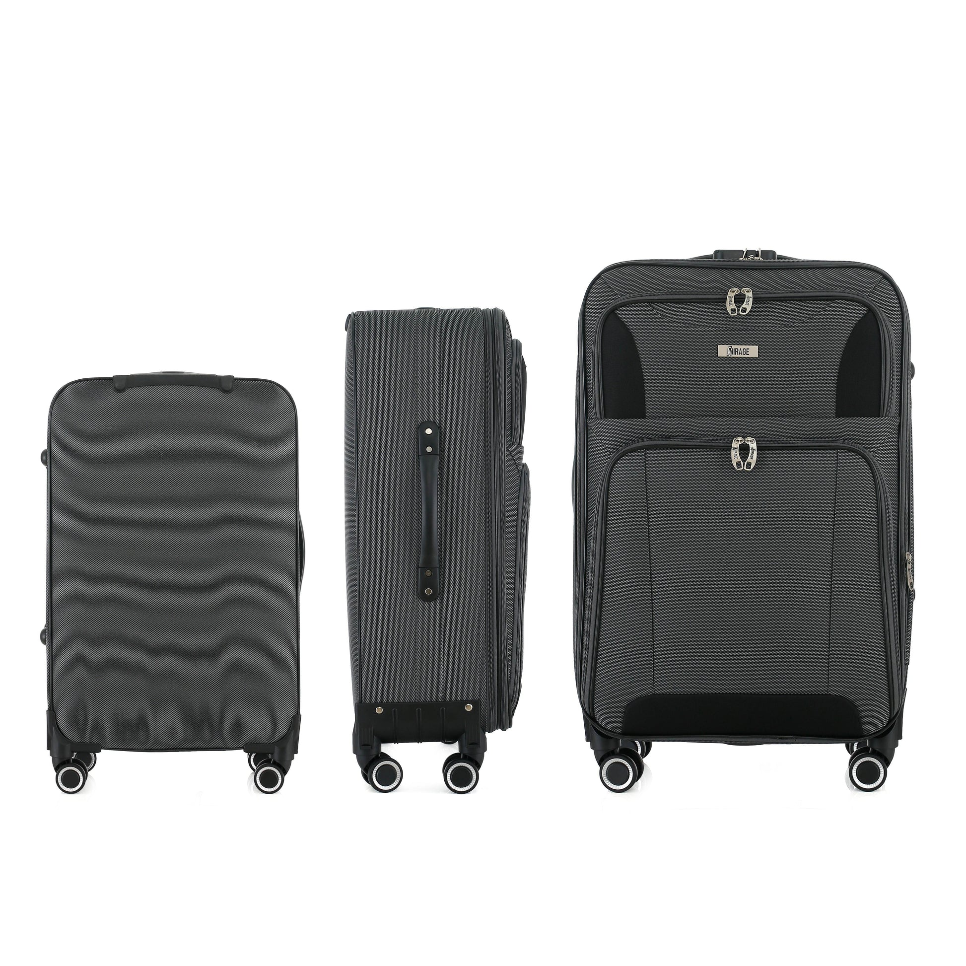 Casey Soft side Lightweight Expandable with 360° Dual Spinning Wheels and Combo Lock – Includes 28", 24", 20" 3-Piece Luggage Set