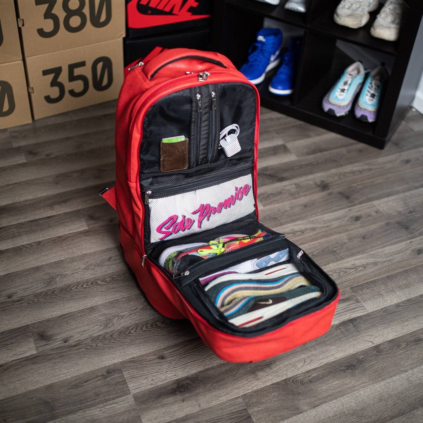 Sole Premise Red Leather Carry-On Roller Bag (Only 150 Made)