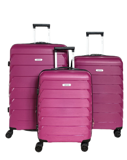 IZOD Ashley Hard shell Expandable Lightweight 3 Piece Luggage Set - Stiles Supply Co.