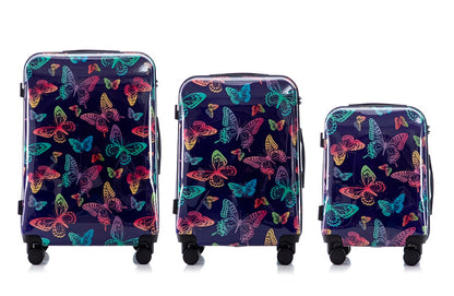 Mirage Butterfly ABS Hard Shell Lightweight 3-Piece Luggage Set - Stiles Supply Co.