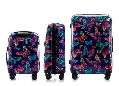 Mirage Butterfly ABS Hard Shell Lightweight 3-Piece Luggage Set - Stiles Supply Co.