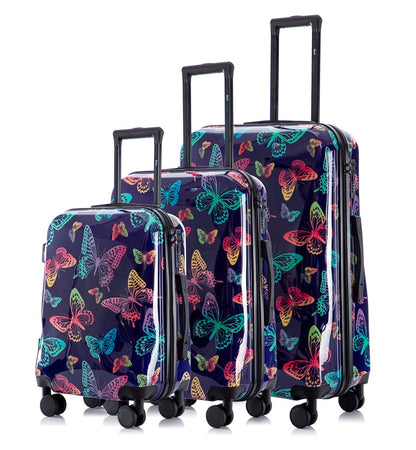 Mirage Butterfly ABS Hard Shell Lightweight 3-Piece Luggage Set - Stiles Supply Co.