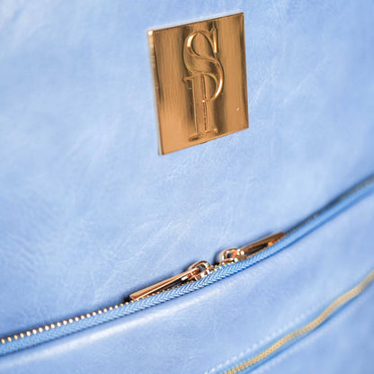 Sole Premise Baby Blue Leather Commuter Backpack