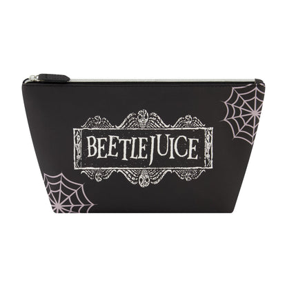 Beetlejuice Logo Spiderweb Black Cosmetic Bag - Stiles Supply Co.