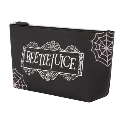 Beetlejuice Logo Spiderweb Black Cosmetic Bag - Stiles Supply Co.