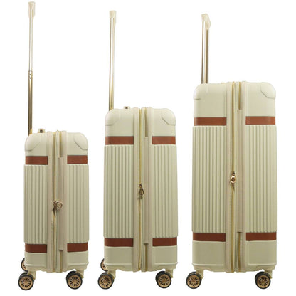 Tommy Bahama 3-Piece Beige Hard-Sided Luggage Set stripes - Stiles Supply Co.