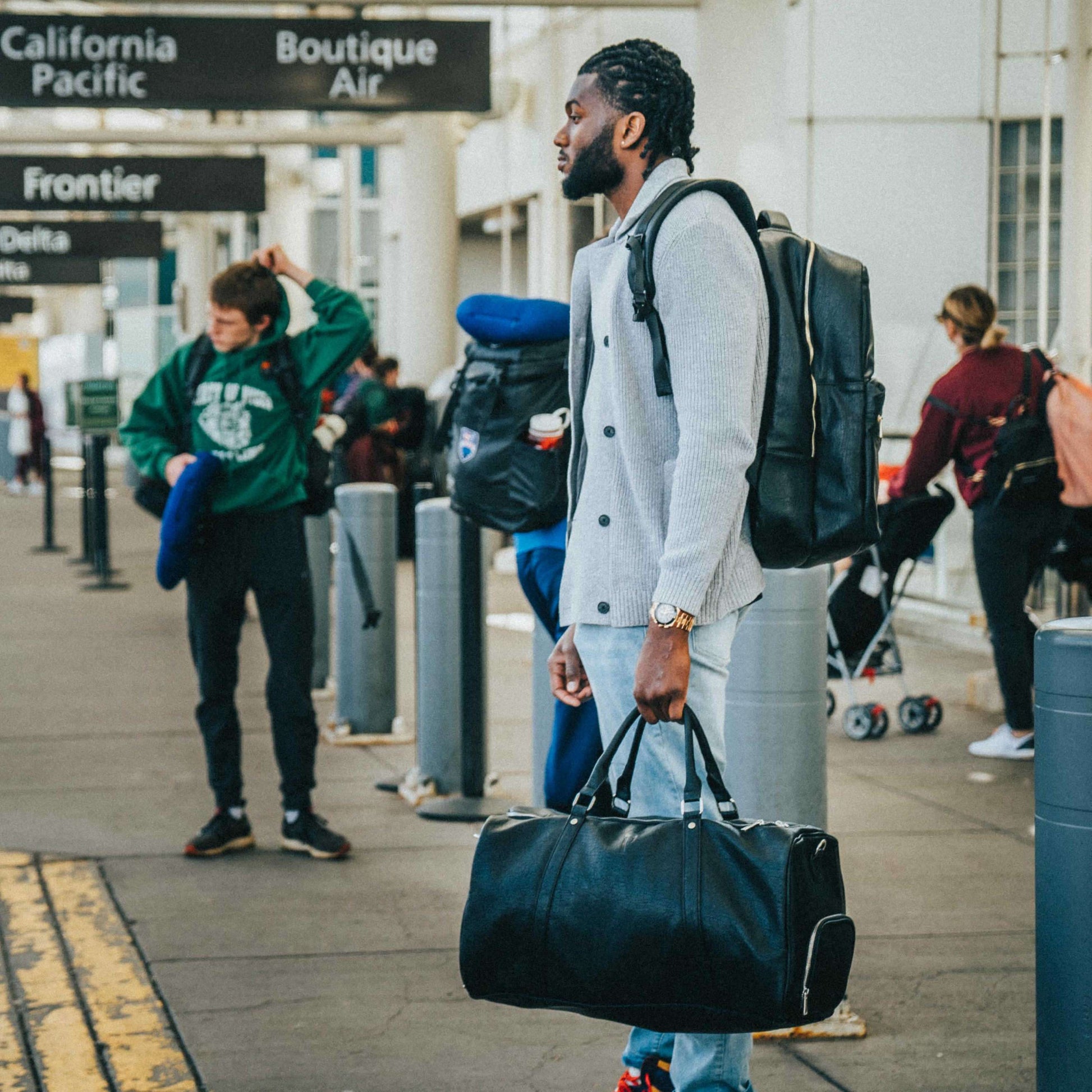 Sole Premise Black Leather Duffle Bag