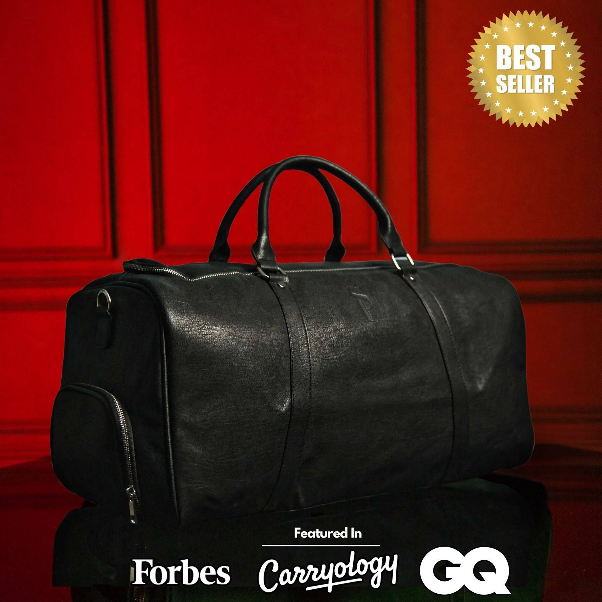Sole Premise Black Leather Roller Bag Set