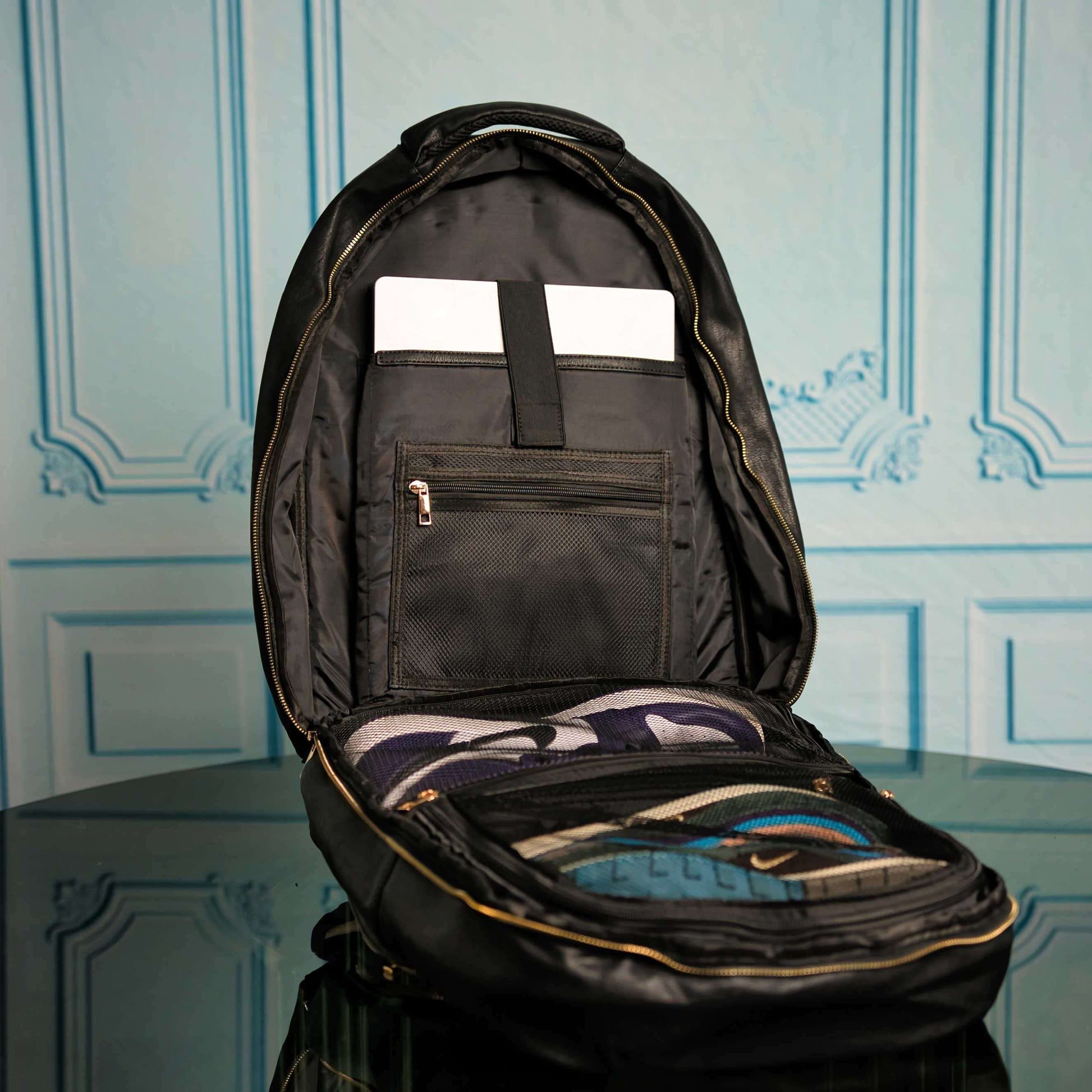 Sole Premise Black Leather Commuter Backpack