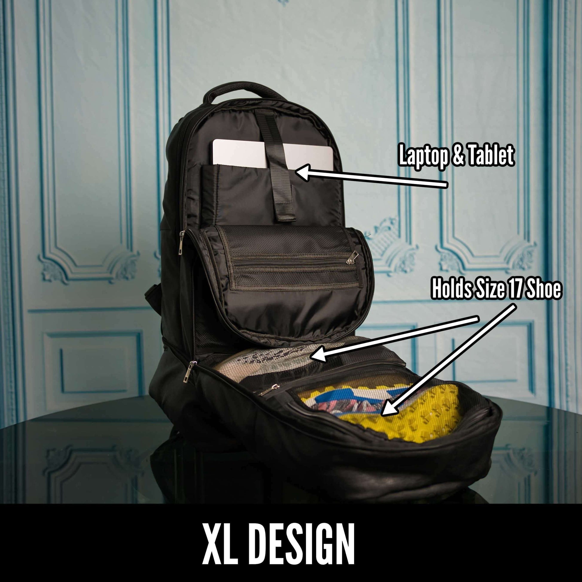 Sole Premise Black Leather Patented Carry-on Shoe Bag (XL)