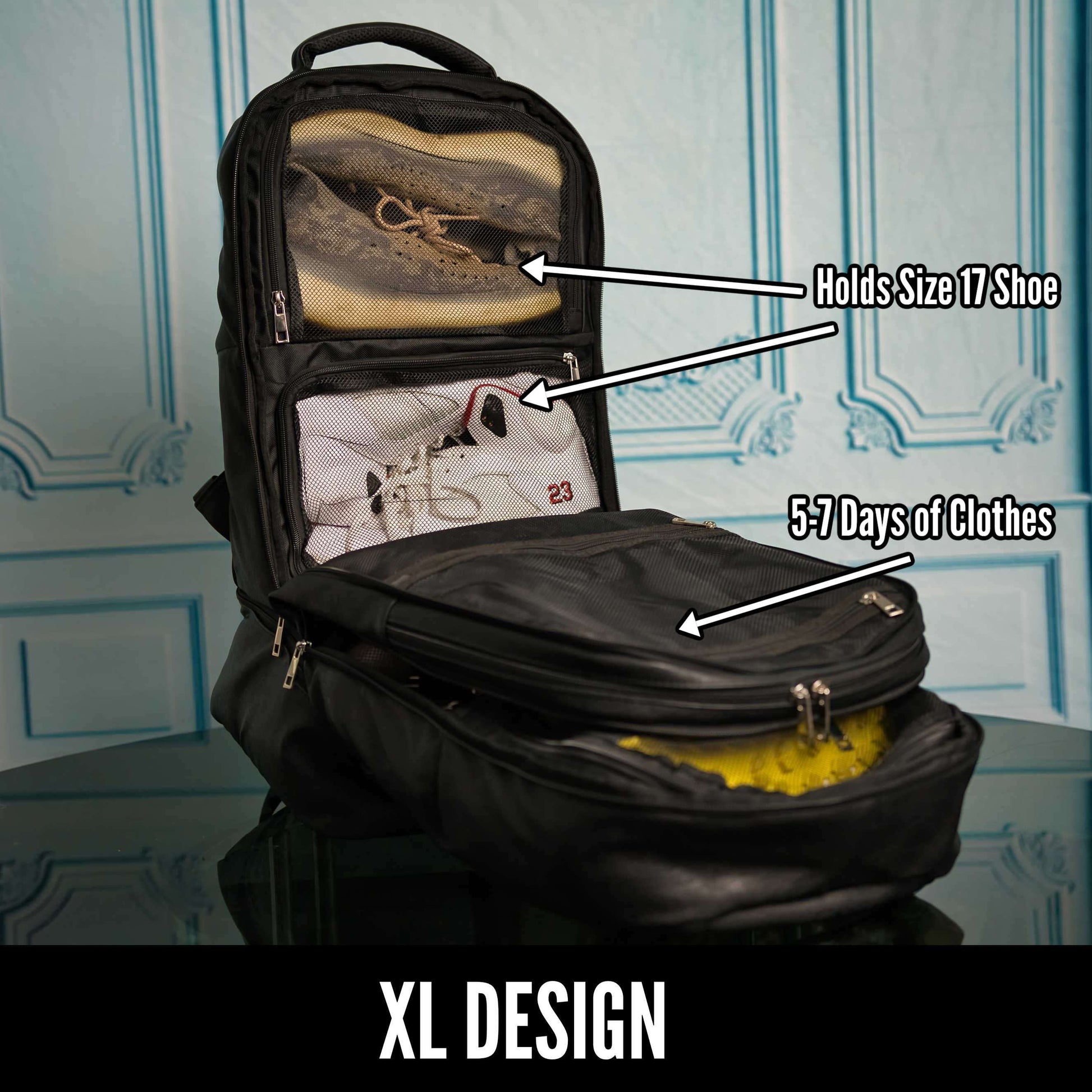 Sole Premise Black Leather Patented Carry-on Shoe Bag (XL)