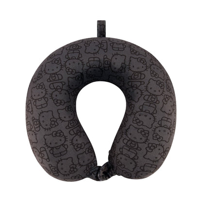 Hello Kitty All Over Icon Memory Foam Travel Neck Pillow, Black - Stiles Supply Co.