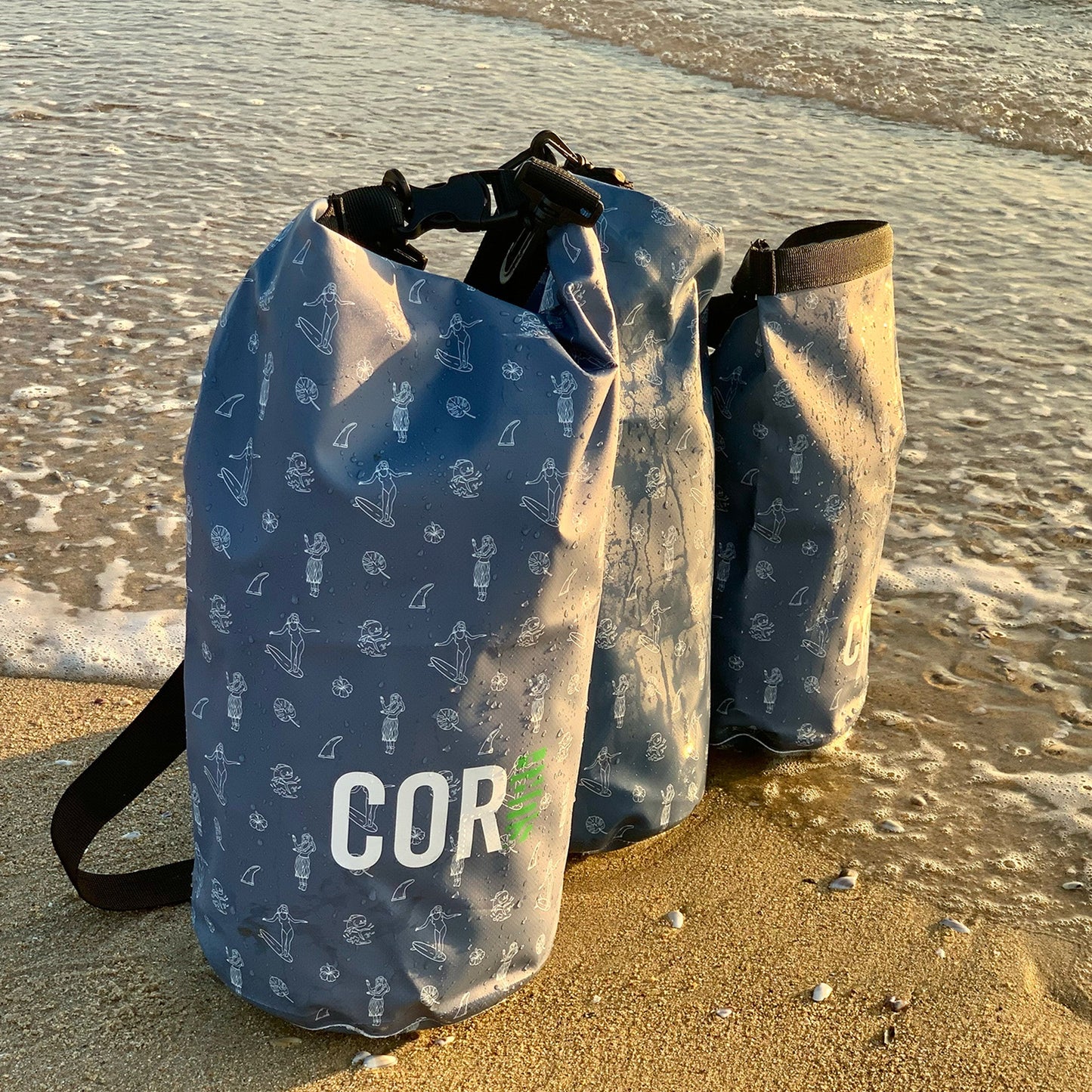 COR Surf Dry Bags (Hawaiian Print): 3L, 5L, 10L, 15, and 3-Packs