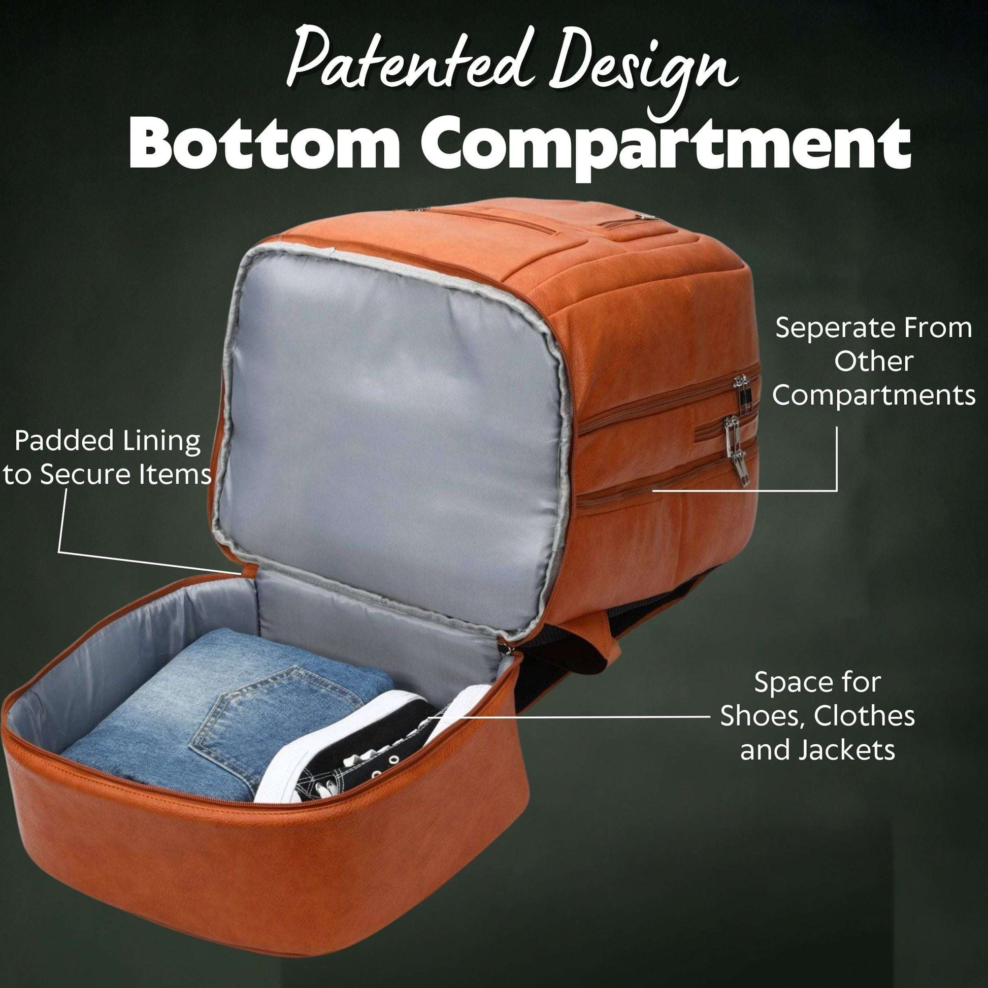 Sole Premise Brown Leather Luxury Carry-On Bag (Patented Design)