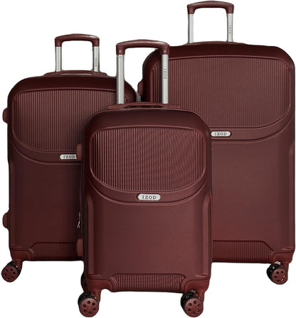 IZOD Regina Expandable Hard shell Lightweight 3 Piece Luggage Set - Stiles Supply Co.