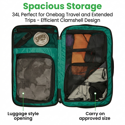 COR Surf Island Hopper 2.0 Travel Backpack – New Matte Black | Lightweight Waterproof 28L & 34L