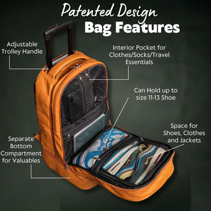 Sole Premise Brown Leather Carry-On Patented Roller Bag