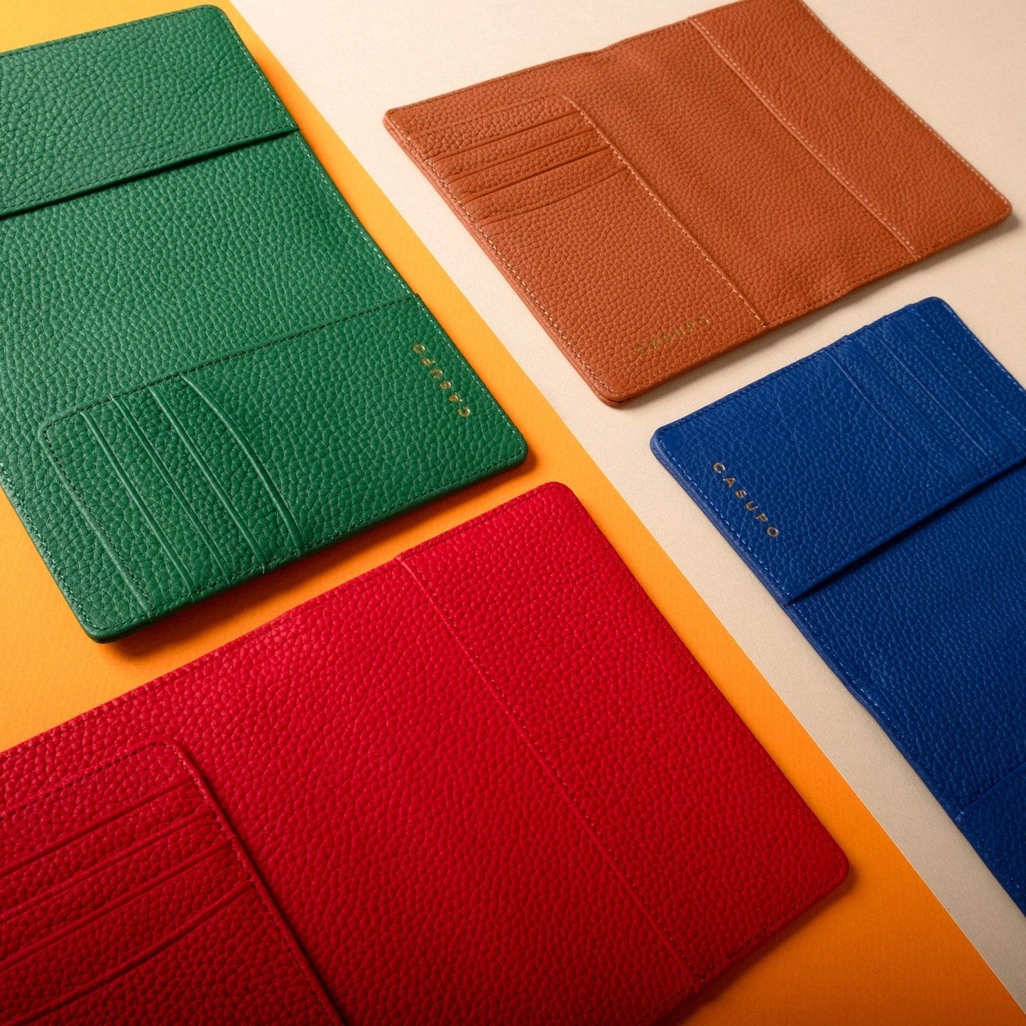 CASUPO Leather Passport Wallet with RFID - Tan