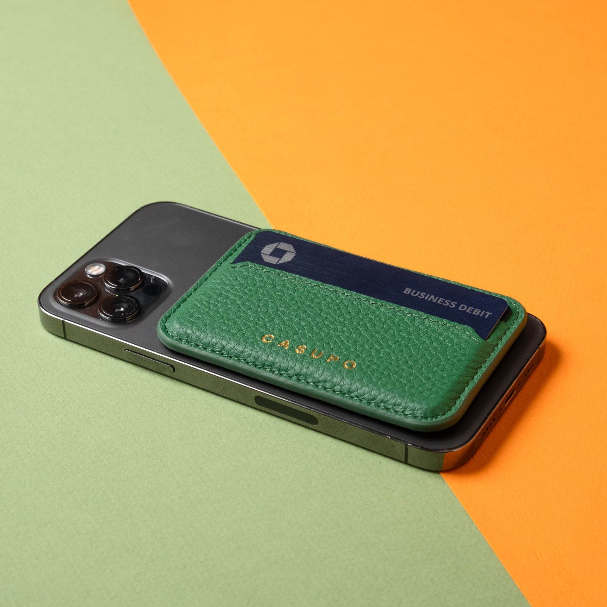 CASUPO Mag Safe Leather Wallet with RFID - Green