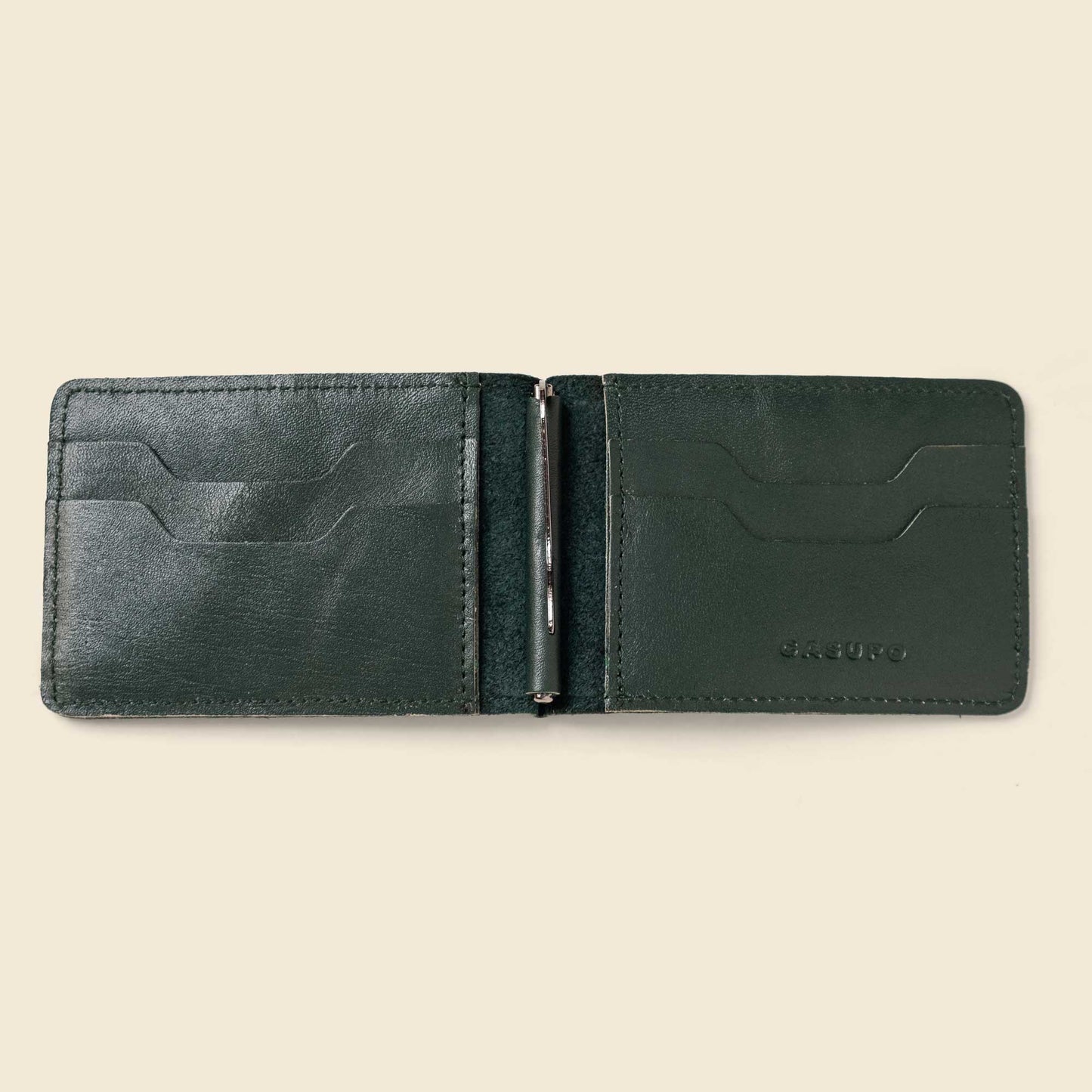 CASUPO Bifold Money Clip Wallet - Forest Green