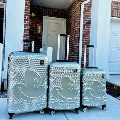 Ful X Disney Mickey Mouse Rolling Suitcases 3 Piece Set Silver - Stiles Supply Co.