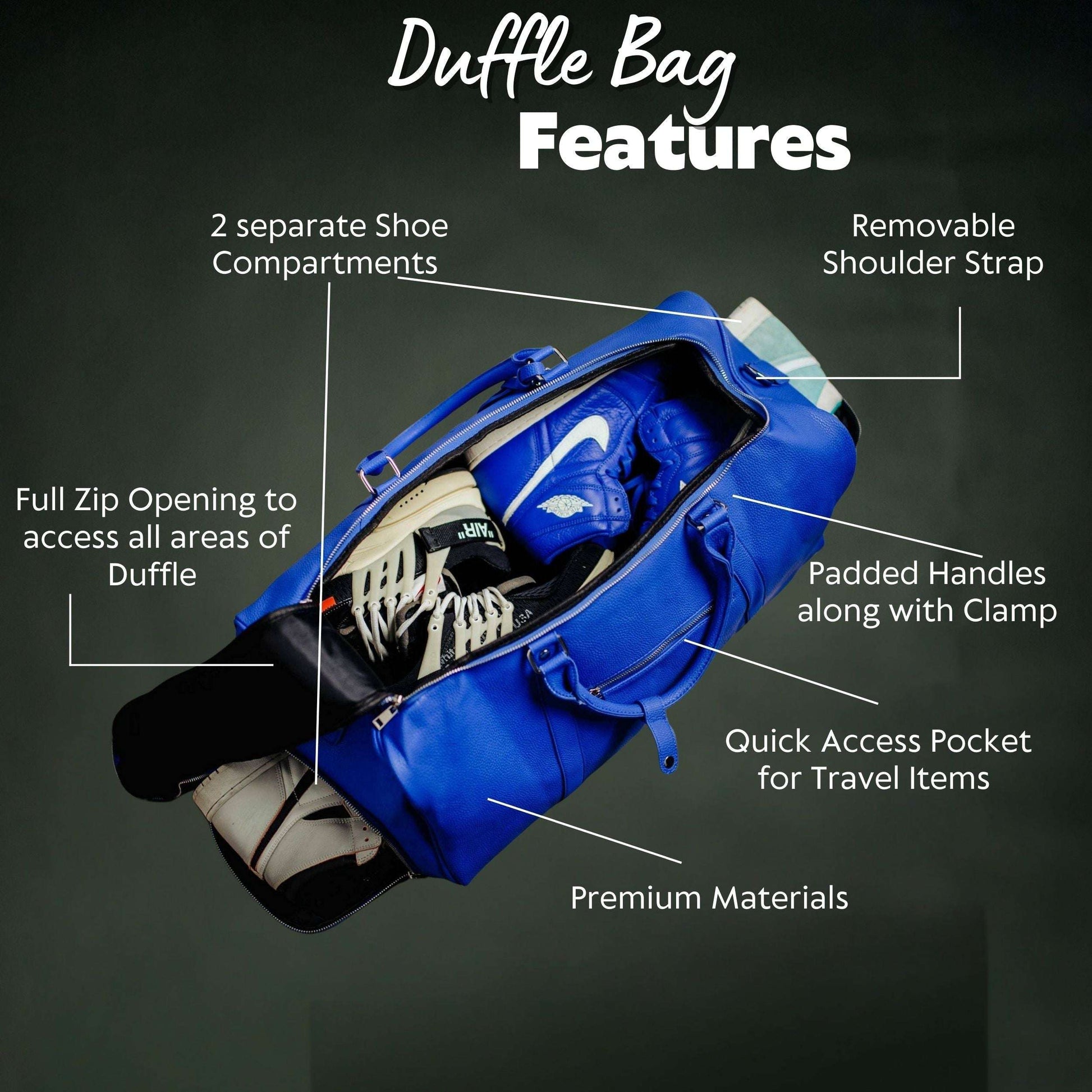 Sole Premise Royal Blue Leather Duffle Bag