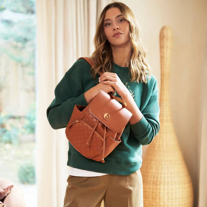ELLE Compass 10L Vegan Leather Monogram Mini Backpack - Stiles Supply Co.