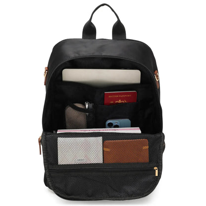 ELLE Luxe Journey 18L Twill and Vegan Leather Backpack - Stiles Supply Co.