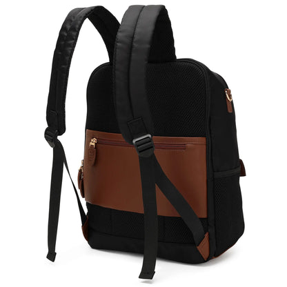 ELLE Luxe Journey 18L Twill and Vegan Leather Backpack - Stiles Supply Co.