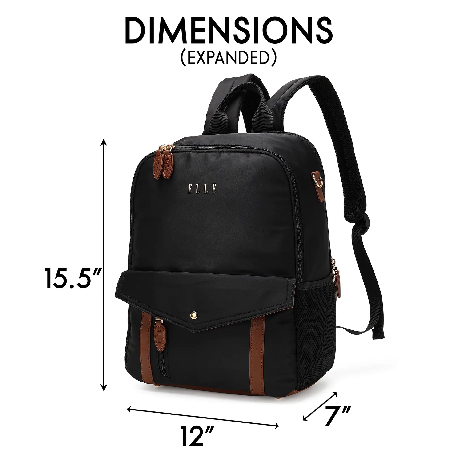 ELLE Luxe Journey 18L Twill and Vegan Leather Backpack - Stiles Supply Co.