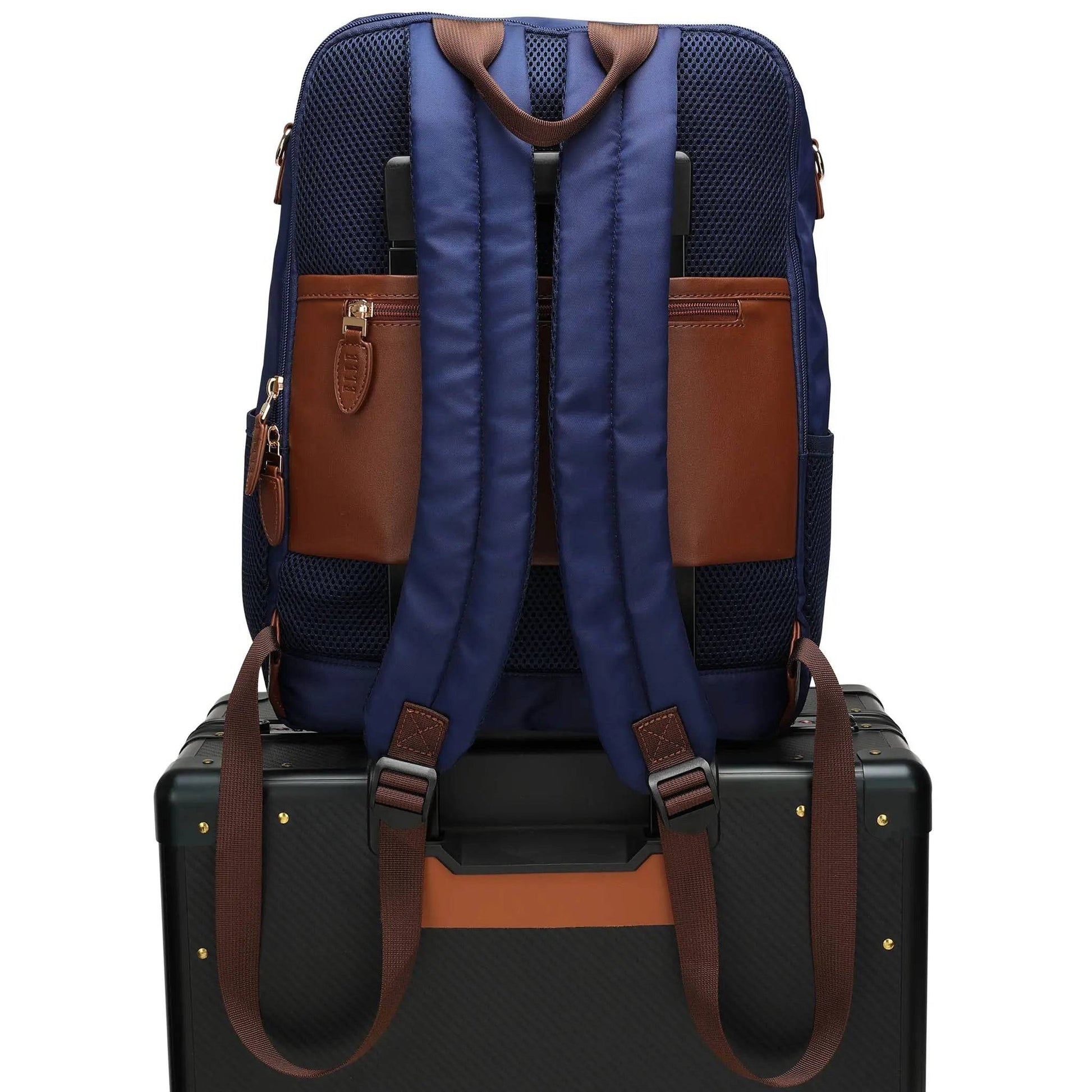 ELLE Luxe Journey 18L Twill and Vegan Leather Backpack - Stiles Supply Co.