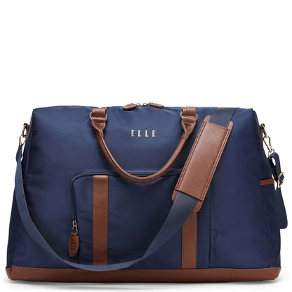 ELLE Luxe Journey 30L Twill and Vegan Leather Weekender Duffel Bag - Stiles Supply Co.