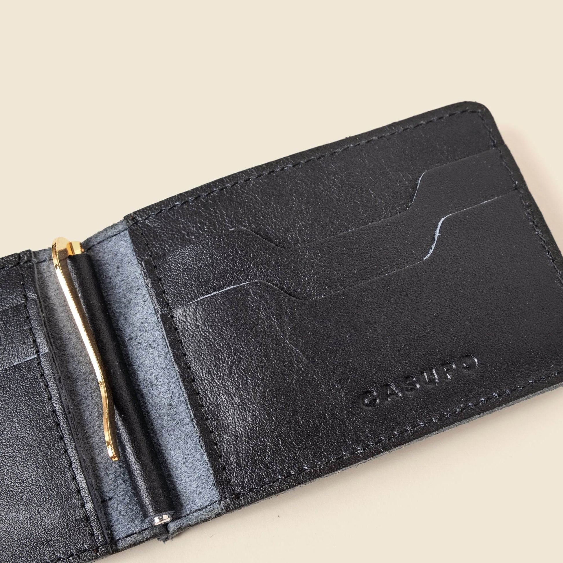 CASUPO Bifold Money Clip Wallet - Black